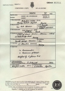 Eva Kate Newell nee Hatcher Death Certificate
