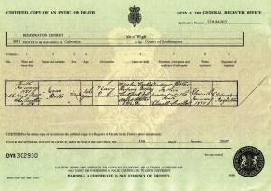 Isaac Porter Death Certificate