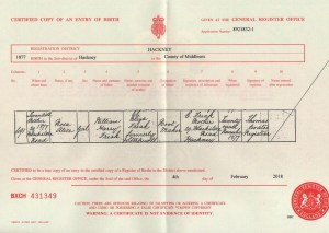 Rosa Alice Freak Birth Certificare