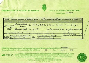 Rosa Freak and Charles Townsend Marriage Certificate