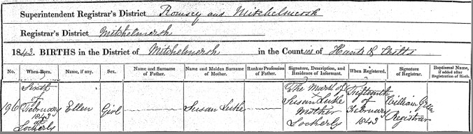 Ellen Luke Birth Certificate