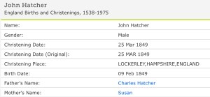 John Henry Hatcher Christening