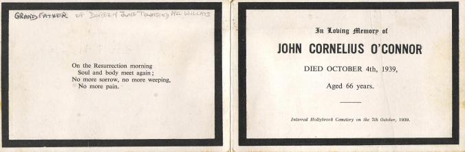 John O'Connor Death Card