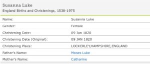 Susan Luke Christening