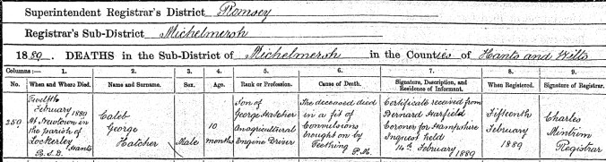 Caleb George Hatcher Death Certificate