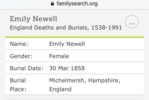 Emily Newell, Burial