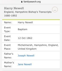 Harry Newell, Baptism