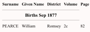 william pearce 1877 birth