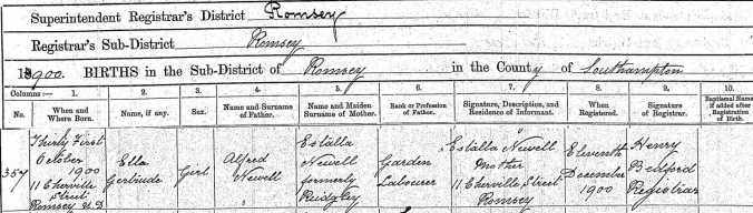 Ella G Newell birth 1900