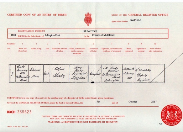 Eleanor M Kirby Birth Certificate