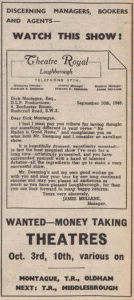 15 September 1949 - The Stage - London, London - Theatre Royal, Loughborough