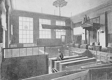 The interior of a courtroom at the Old Bailey in 1897. From Criminal London: A Pictorial History from Medieval Times to 1939 (2002). © Mark Herber